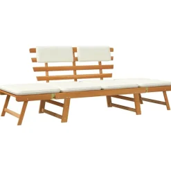 vidaXL Muebles De Jardín-Banco de jardín con cojines 2 en 1 190 cm madera maciza acacia