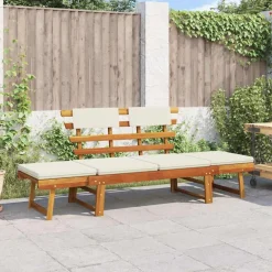 vidaXL Muebles De Jardín-Banco de jardín con cojines 2 en 1 190 cm madera maciza acacia