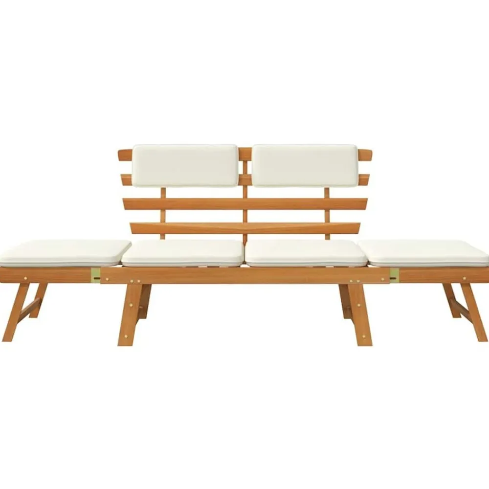 vidaXL Muebles De Jardín-Banco de jardín con cojines 2 en 1 190 cm madera maciza acacia
