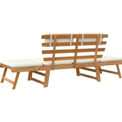 vidaXL Muebles De Jardín-Banco de jardín con cojines 2 en 1 190 cm madera maciza acacia