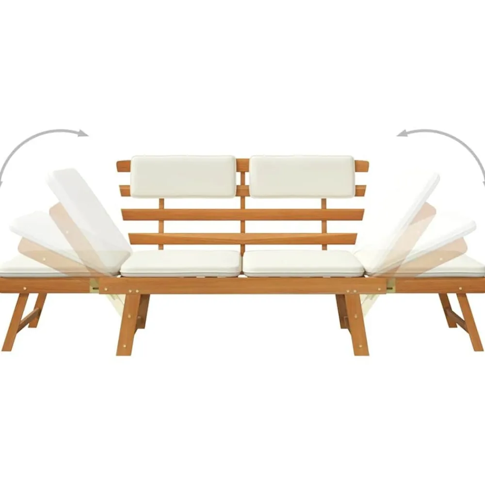 vidaXL Muebles De Jardín-Banco de jardín con cojines 2 en 1 190 cm madera maciza acacia