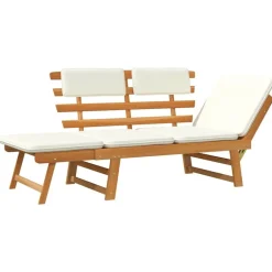 vidaXL Muebles De Jardín-Banco de jardín con cojines 2 en 1 190 cm madera maciza acacia