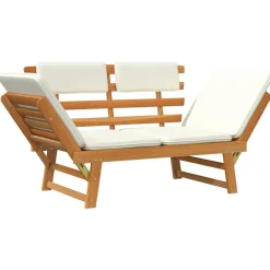 vidaXL Muebles De Jardín-Banco de jardín con cojines 2 en 1 190 cm madera maciza acacia