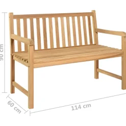 vidaXL Muebles De Jardín-Banco de jardín de madera maciza de teca 114 cm