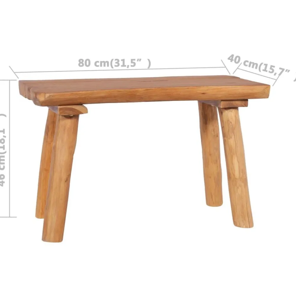 vidaXL Banco de jardín de madera maciza de teca 80 cm