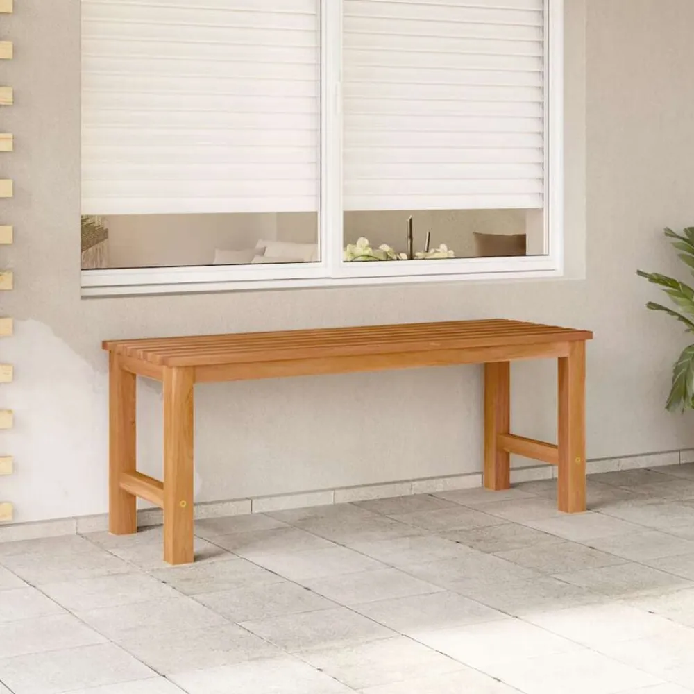 vidaXL Banco de jardín de madera maciza de teca 114 cm Best