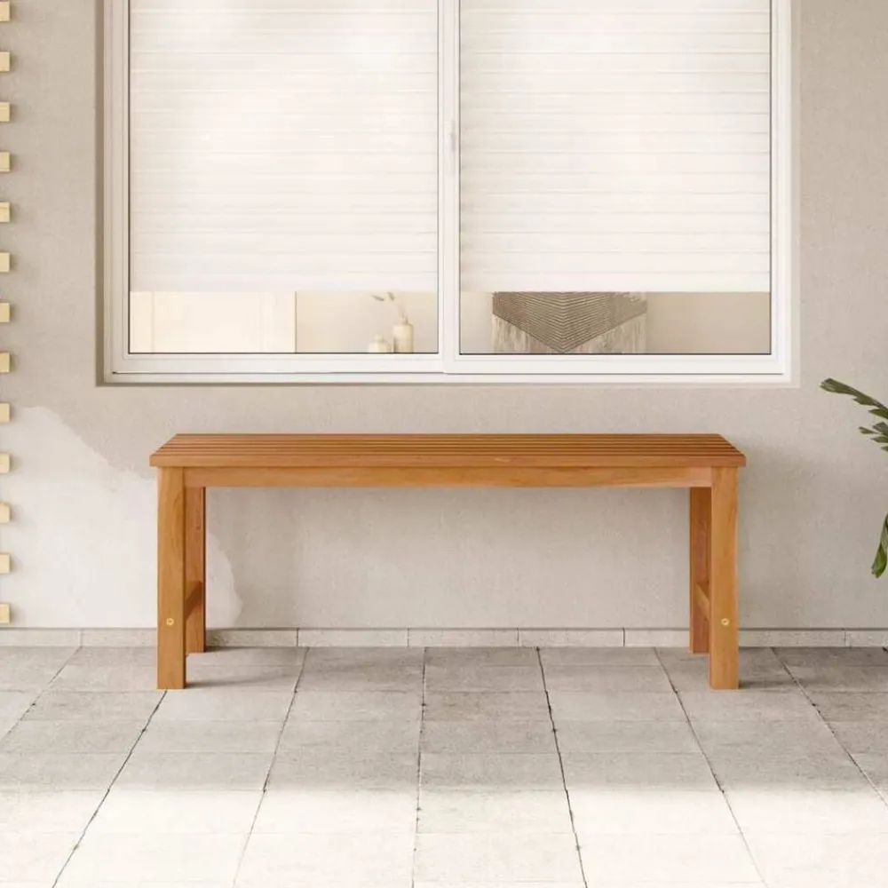 vidaXL Banco de jardín de madera maciza de teca 114 cm Best