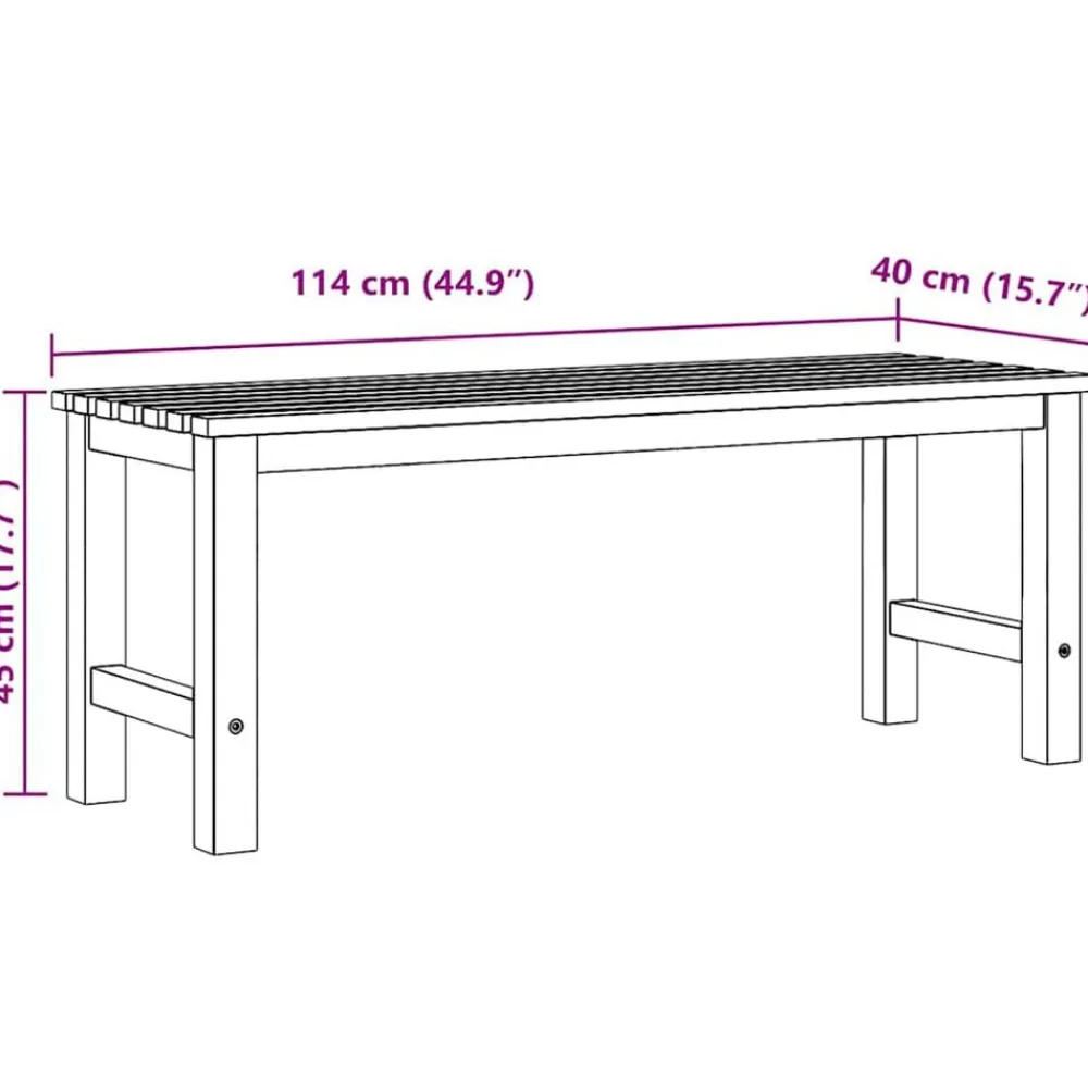 vidaXL Banco de jardín de madera maciza de teca 114 cm Best