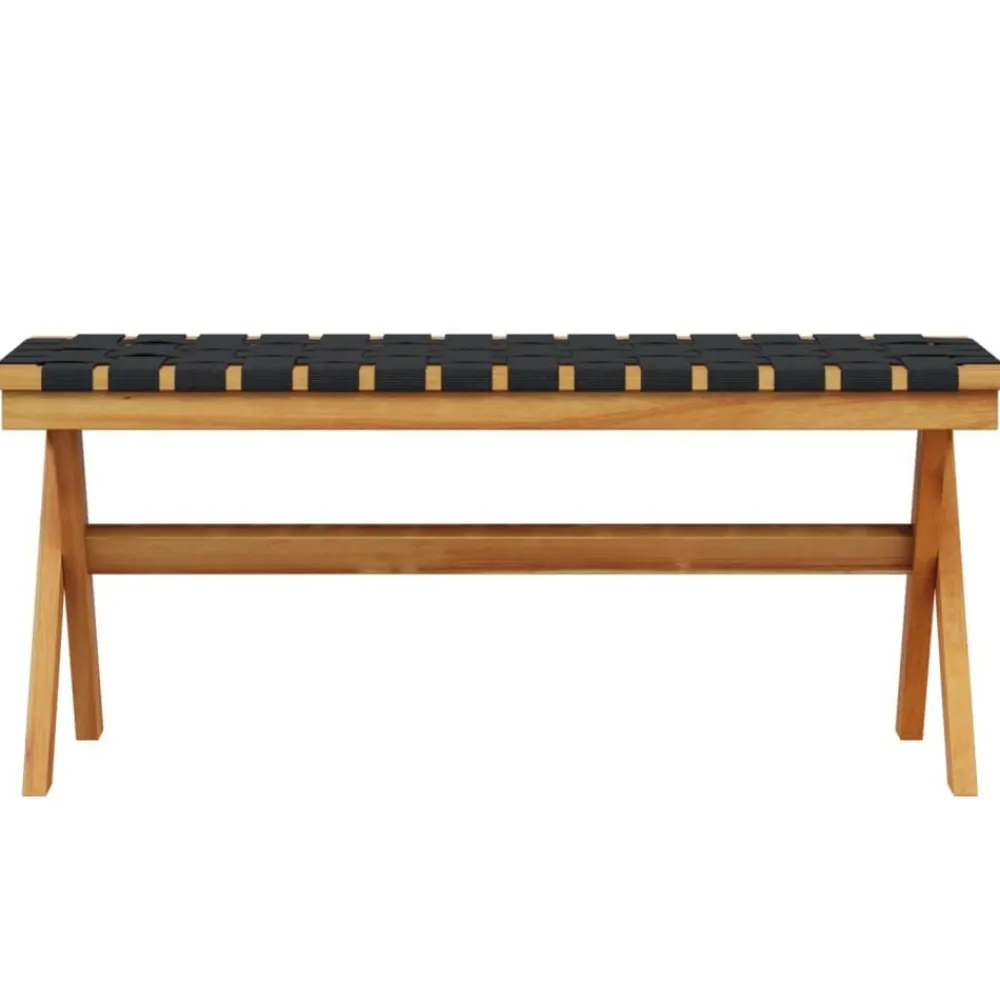 vidaXL Banco de jardín madera maciza de acacia y tela Negro Best