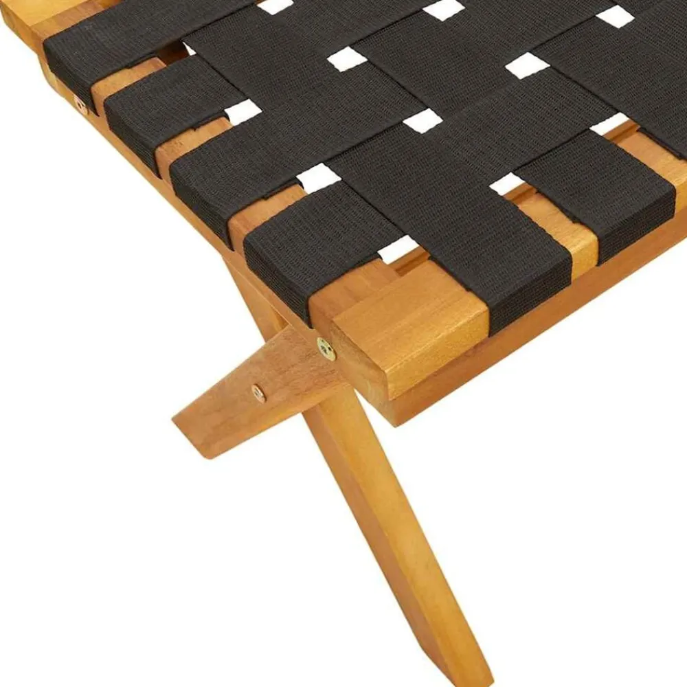 vidaXL Banco de jardín madera maciza de acacia y tela Negro Best