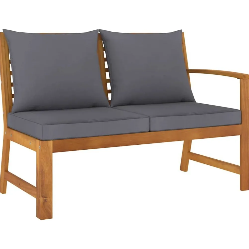 vidaXL Muebles De Jardín-Banco de jardín madera de acacia y cojines 114,5 cm