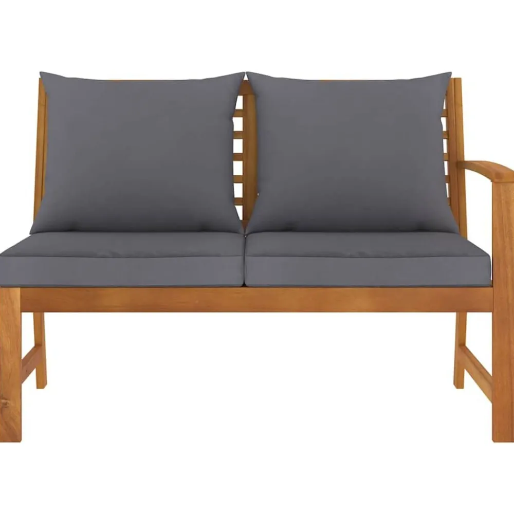 vidaXL Muebles De Jardín-Banco de jardín madera de acacia y cojines 114,5 cm