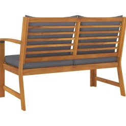 vidaXL Muebles De Jardín-Banco de jardín madera de acacia y cojines 114,5 cm
