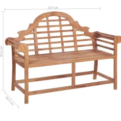 vidaXL Banco de jardín madera maciza de teca 127x58,5x92,5 cm Discount