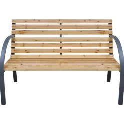 vidaXL Banco de jardín madera maciza abeto 112 cm Marr&oacute;n Outlet