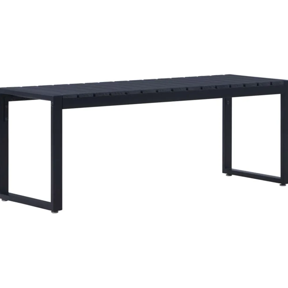 vidaXL Banco de jardín tablero PS negro 120,5 cm Best