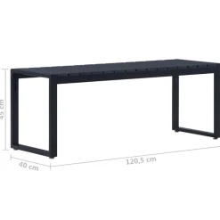 vidaXL Banco de jardín tablero PS negro 120,5 cm Best