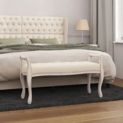 vidaXL Banco de lino 110x45x60 cm Beige Hot