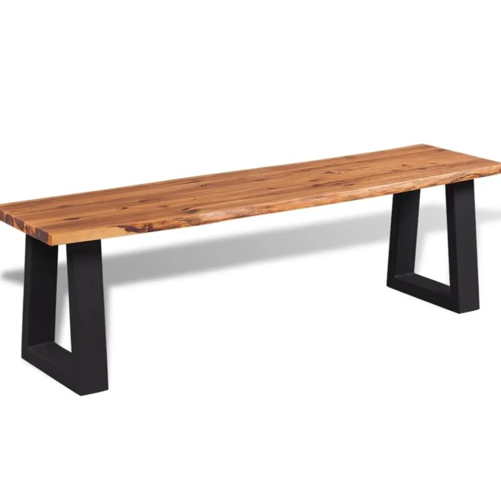 vidaXL Bancos-Banco de madera de acacia maciza 145 cm