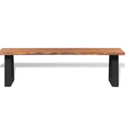 vidaXL Bancos-Banco de madera de acacia maciza 145 cm