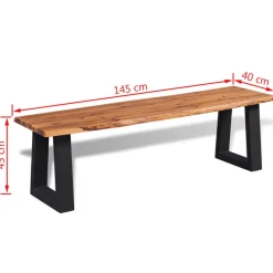 vidaXL Bancos-Banco de madera de acacia maciza 145 cm