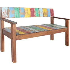 vidaXL Bancos-Banco de madera maciza reciclada 115 cm
