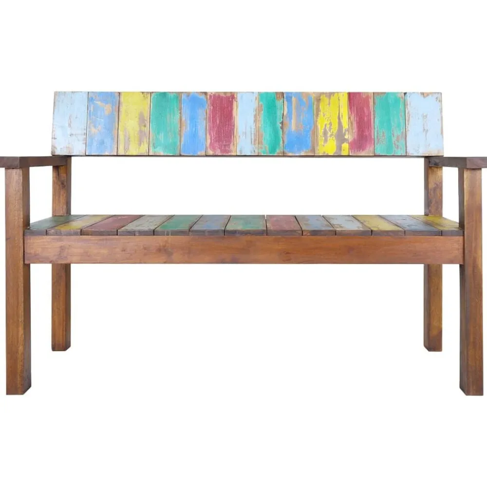 vidaXL Bancos-Banco de madera maciza reciclada 115 cm