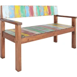 vidaXL Bancos-Banco de madera maciza reciclada 115 cm