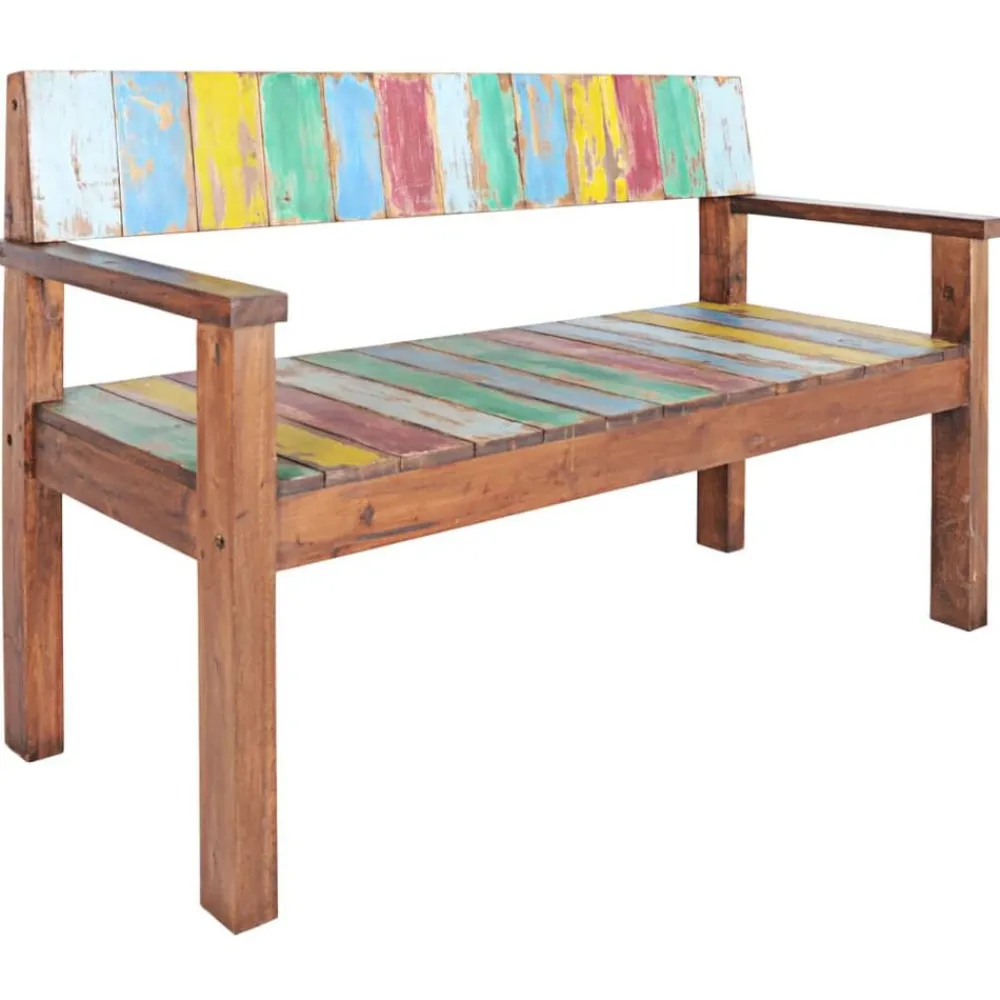 vidaXL Bancos-Banco de madera maciza reciclada 115 cm