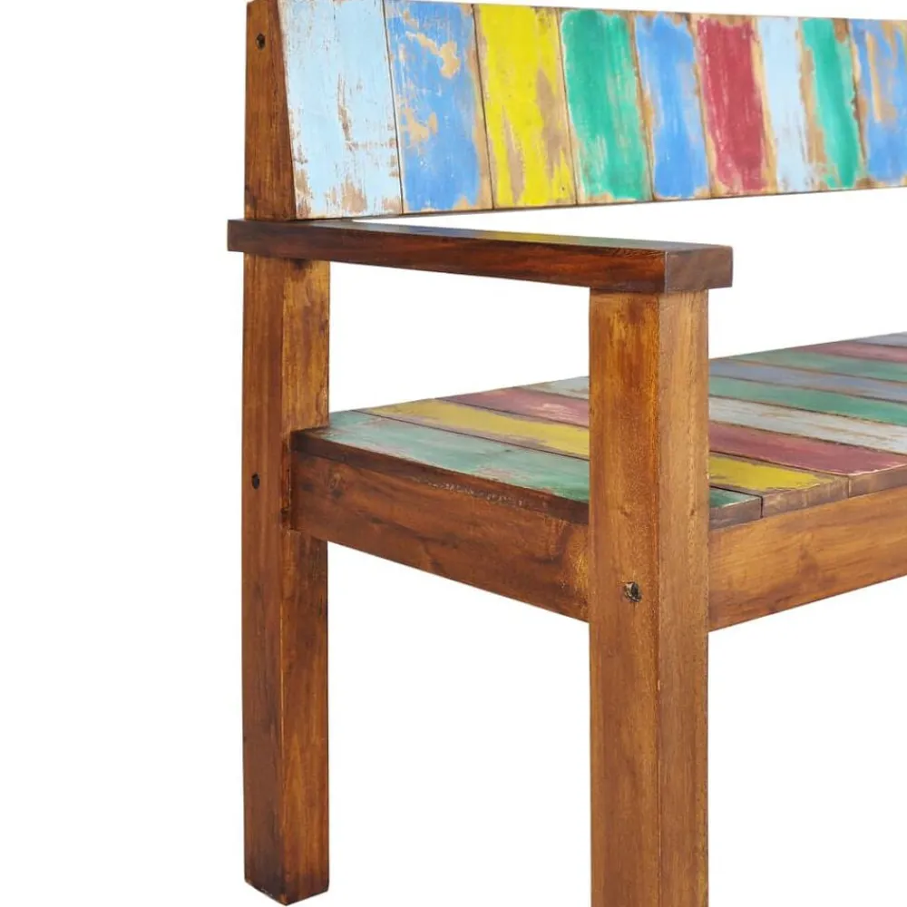 vidaXL Bancos-Banco de madera maciza reciclada 115 cm