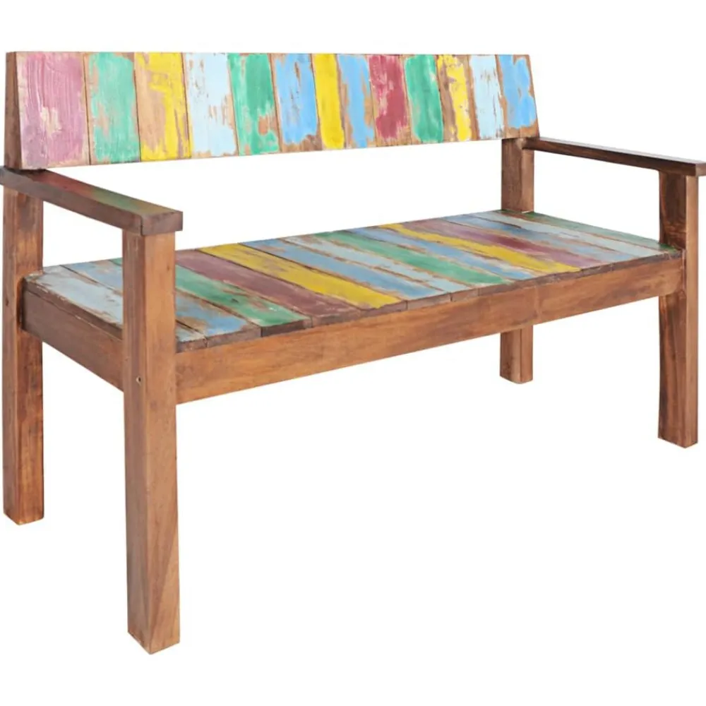 vidaXL Bancos-Banco de madera maciza reciclada 115 cm