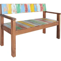 vidaXL Bancos-Banco de madera maciza reciclada 115 cm
