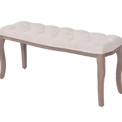 vidaXL Bancos-Banco de madera maciza y lino 110x38x48 cm