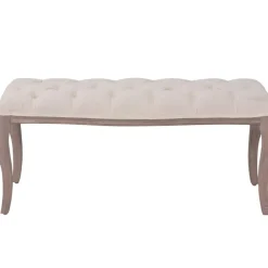 vidaXL Bancos-Banco de madera maciza y lino 110x38x48 cm