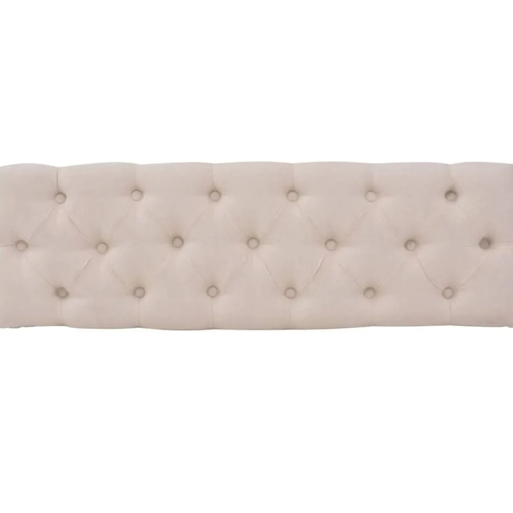 vidaXL Bancos-Banco de madera maciza y lino 110x38x48 cm