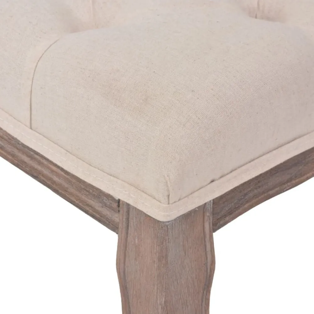 vidaXL Bancos-Banco de madera maciza y lino 110x38x48 cm