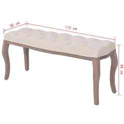 vidaXL Bancos-Banco de madera maciza y lino 110x38x48 cm