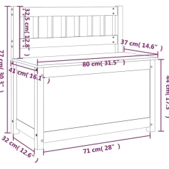vidaXL Banco de madera maciza de pino 80x41x77 cm Natural Best