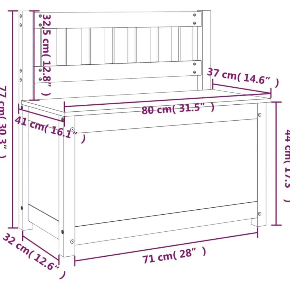 vidaXL Banco de madera maciza de pino 80x41x77 cm Natural Best