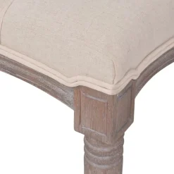 vidaXL Bancos-Banco de madera maciza y lino 150x40x48 cm