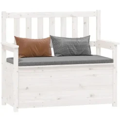 vidaXL Banco de madera maciza de pino 112,5x51,5x96,5 cm Blanco Clearance