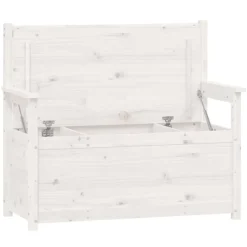 vidaXL Banco de madera maciza de pino 112,5x51,5x96,5 cm Blanco Clearance