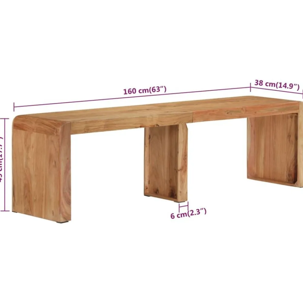 vidaXL Bancos-Banco de madera maciza de acacia 160x38x45 cm