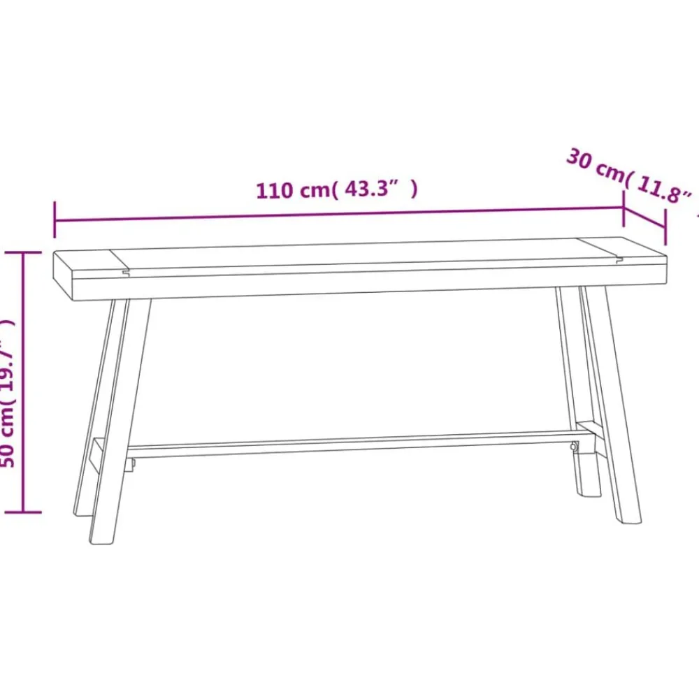 vidaXL Bancos-Banco de madera maciza de teca 110 cm