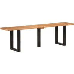 vidaXL Banco de madera maciza de acacia y acero 160 cm Marrón y negro