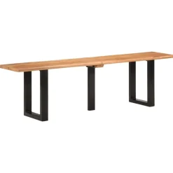 vidaXL Banco de madera maciza de acacia y acero 160 cm Marr&oacute;n y negro