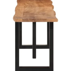 vidaXL Banco de madera maciza de acacia y acero 160 cm Marr&oacute;n y negro