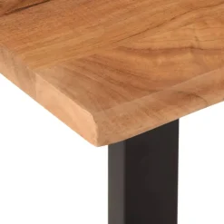 vidaXL Banco de madera maciza de acacia y acero 160 cm Marr&oacute;n y negro