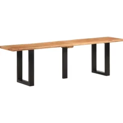 vidaXL Banco de madera maciza de acacia y acero 160 cm Marr&oacute;n y negro