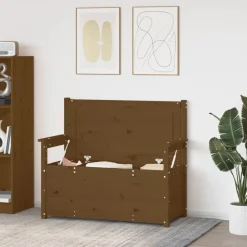 vidaXL Banco de madera maciza pino marrón miel 112,5x51,5x96,5 cm Marrón miel Outlet